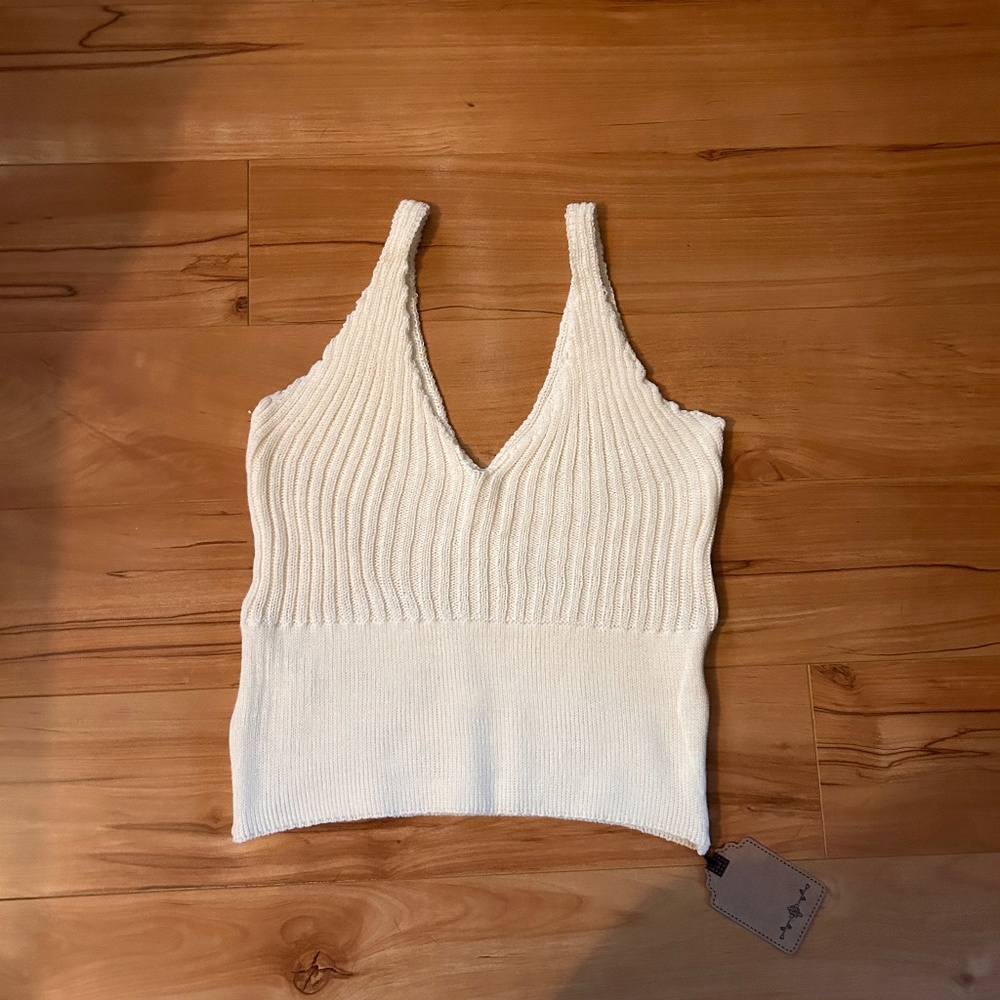 White Knit Tank Top